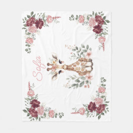 Custom Baby Girl Giraffe Blanket,Personalized Name Fleecefilt