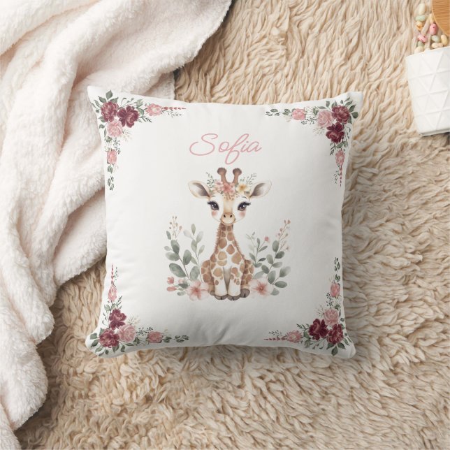 Custom Baby Girl Giraffe pillow,Personalized Name Kudde (Filt)