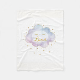 Custom Baby Name Lavender WatercolorFleece Blanket Fleecefilt