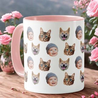 Custom Baby Picture Mug with Repeating Faces  Mugg