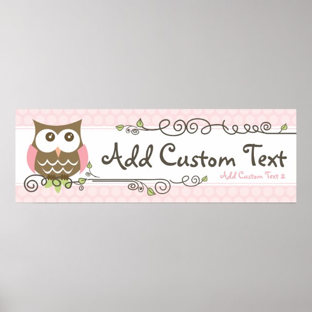 Custom Baby Shower Owl banner Poster (Framsidan)
