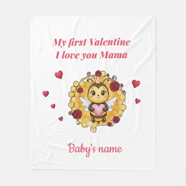 Custom baby's first valentine  fleecefilt (Framsidan)