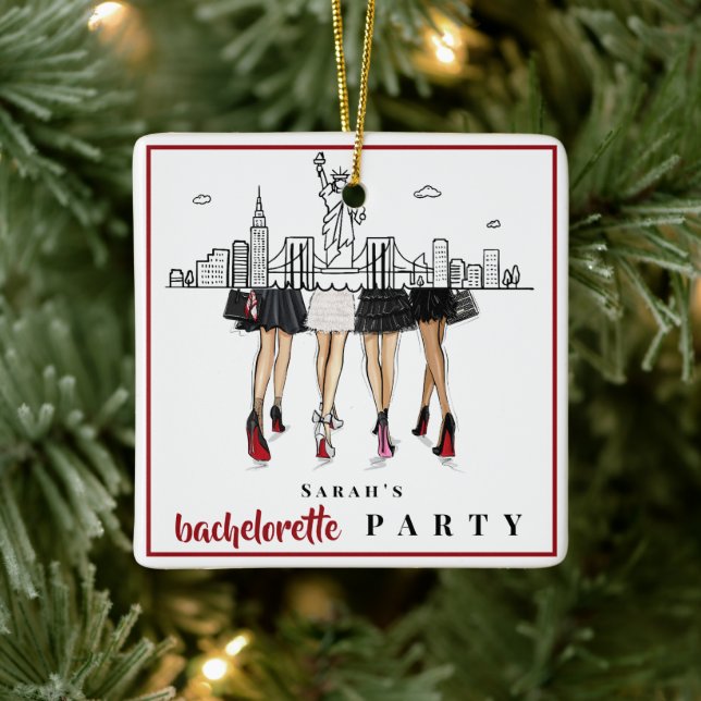 Custom Bachelorette New York City Skyline Fashion Julgransprydnad Keramik (Träd)