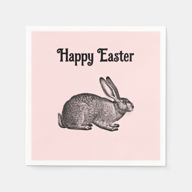 CUSTOM BACKGROUND - Happy Easter Rabbit Napkins Pappersservett (Framsidan)