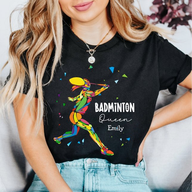 Custom Badminton Queen Vibrant Abstract Player T Shirt (Skapare uppladdad)