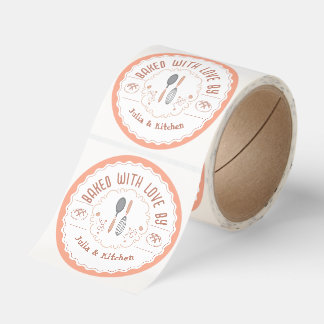 Custom “Baked With Love” Kitchen Labels Runt Klistermärke