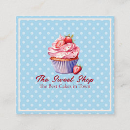 Custom Bakery Business Card | Blue Cupcake Theme Tidsbeställning Kort