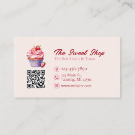 Custom Bakery Business Card with QR Code Visitkort