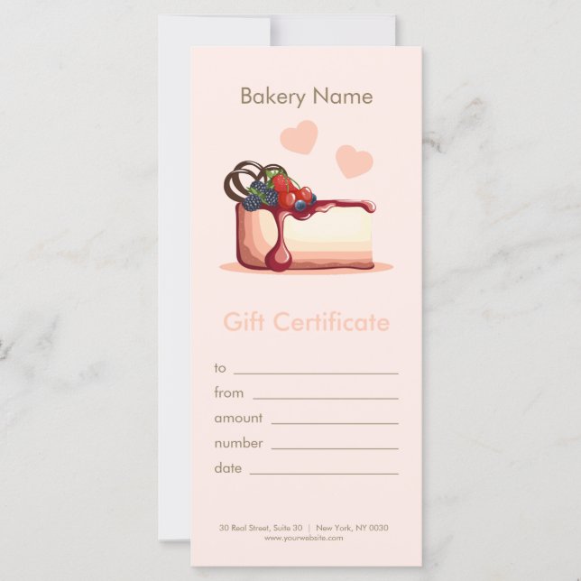 Custom Bakery Gift Certificate  (Framsida)