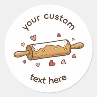 Custom Bakery Label Sticker | Rolling Pin Bake Runt Klistermärke