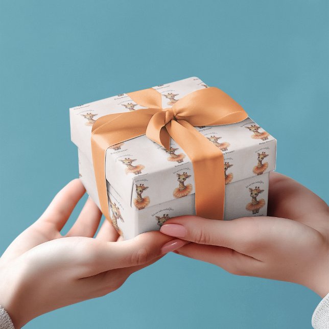 Custom Ballerina Giraffe Tutu Baby Girl Shower Presentpapper (Skapare uppladdad)