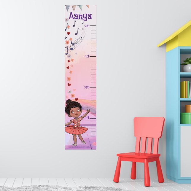 Custom Ballerina Growth Chart for Black Baby Girls Poster (Barnkammare 1)