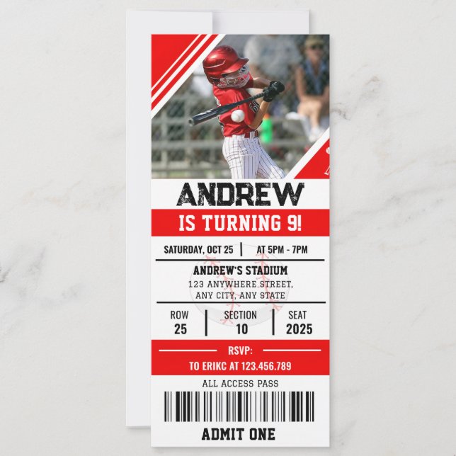 Custom Baseball Birthday Party med foto till barn Inbjudningar (Framsida)