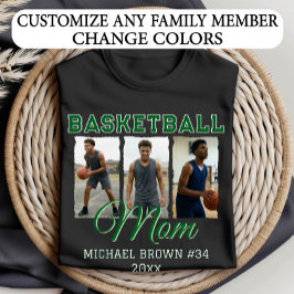 Custom Basketball Mom 3 Photo Collage Name Number T Shirt