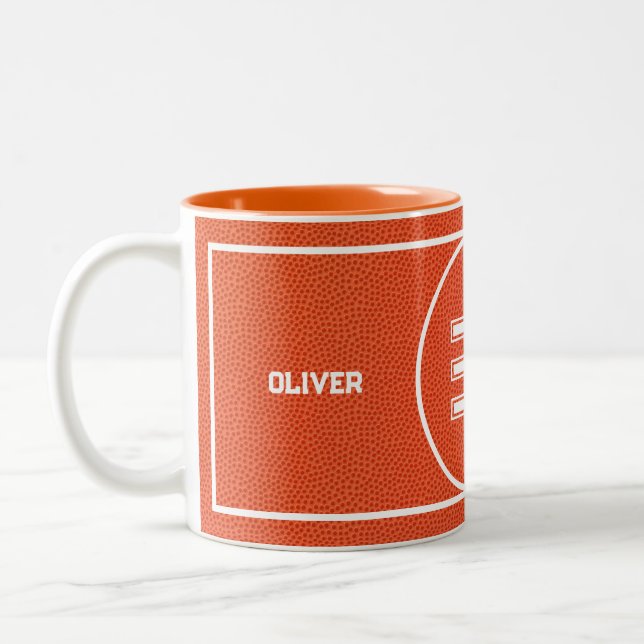 Custom Basketball Textured Orange Två-Tonad Mugg (Vänster)