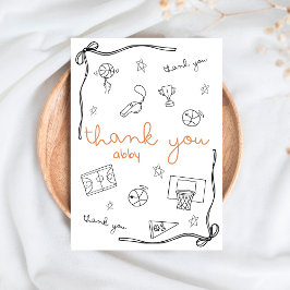 Custom Basketball Thank you Card Doodle Tack Kort