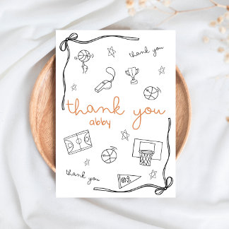 Custom Basketball Thank you Card Doodle Tack Kort