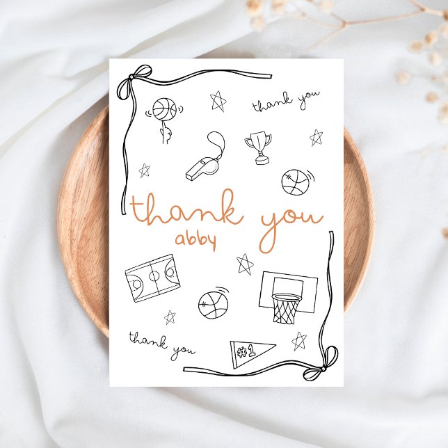 Custom Basketball Thank you Card Doodle Tack Kort (Skapare uppladdad)