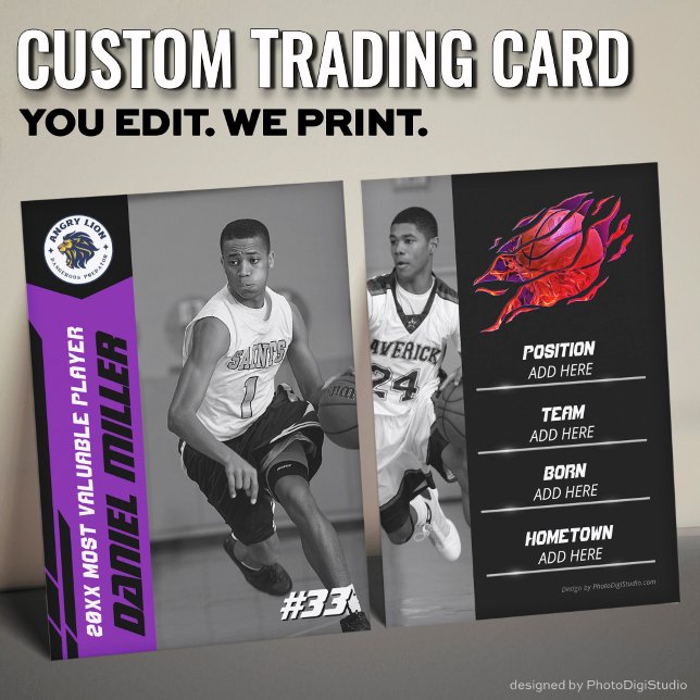 Custom Basketball Trading Card, Purple MVP Card (Custom Basketball Trading Card, Purple MVP Card)