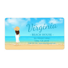 Custom Beach House Address Label Fraktsedel