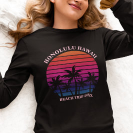 Custom Beach Trip Tropical Long Sleeve Women's T Shirt