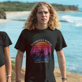 Custom Beach Trip Tropical Palm Trees Black T Shirt