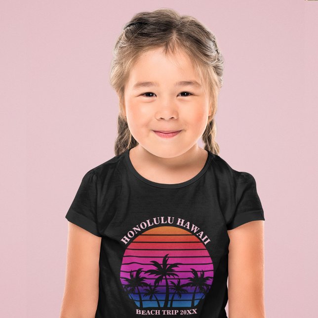 Custom Beach Trip Tropical Palm Trees Kids T Shirt (Skapare uppladdad)