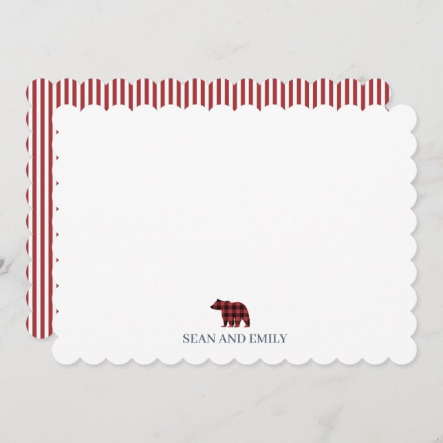 Custom Bear Mountain Christmas Stationary Tack Kort (Fram/baksida)
