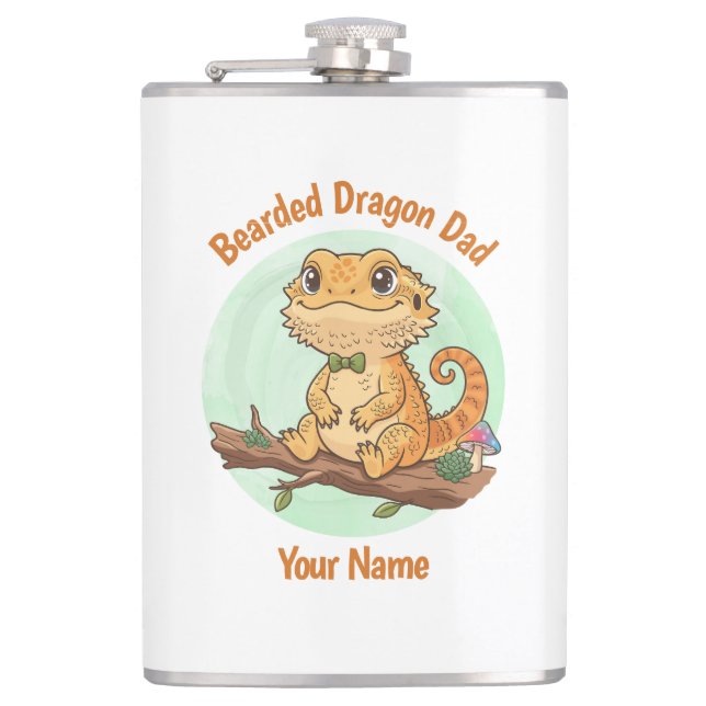 Custom Bearded Dragon Dad Flask Fickplunta (Framsidan)