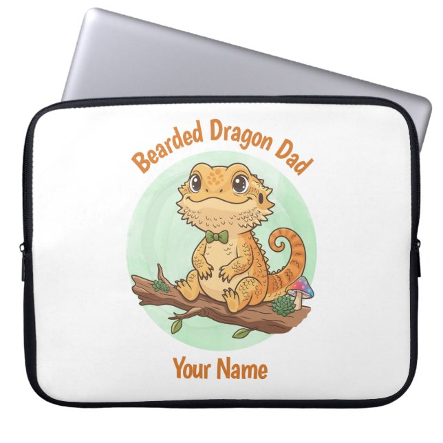 Custom Bearded Dragon Dad Laptop Sleeve (Framsidan)