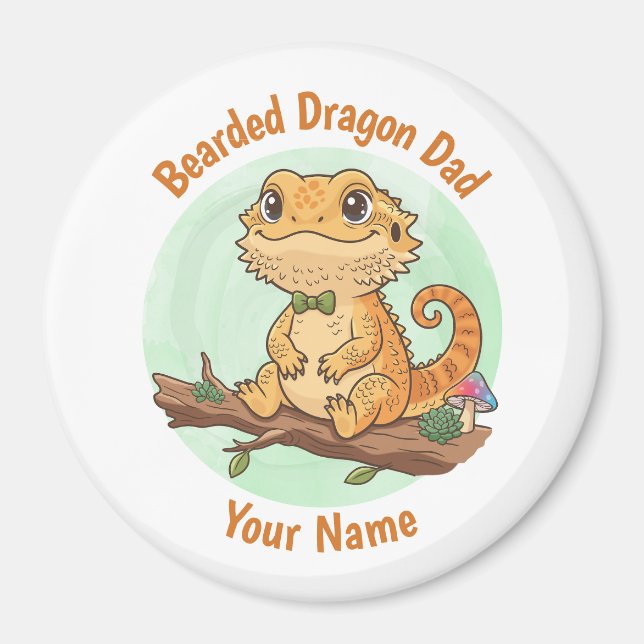Custom Bearded Dragon Dad Magnet (Framsidan)