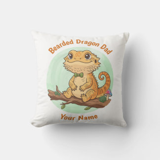 Custom Bearded Dragon Dad Throw Pillow Kudde