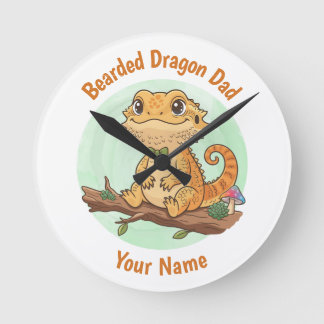 Custom Bearded Dragon Dad Wall Clock Rund Klocka