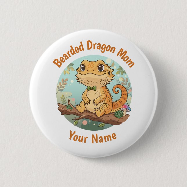 Custom Bearded Dragon Mom Button Knapp (Framsida)