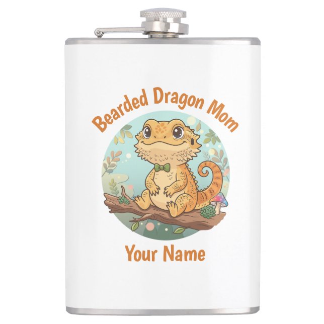 Custom Bearded Dragon Mom Flask Fickplunta (Framsidan)