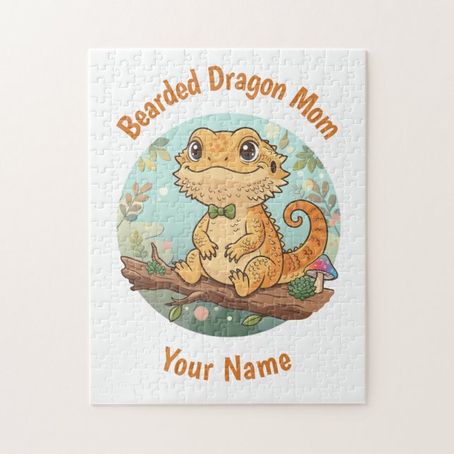 Custom Bearded Dragon Mom Jigsaw Puzzle Pussel (Vertikal)