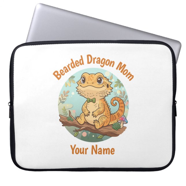 Custom Bearded Dragon Mom Laptop Sleeve (Framsidan)