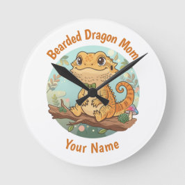 Custom Bearded Dragon Mom Wall Clock Rund Klocka