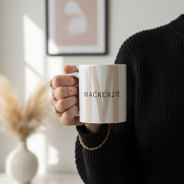 Custom Beige Monogram Mug Gift for Teacher or Girl Kaffemugg