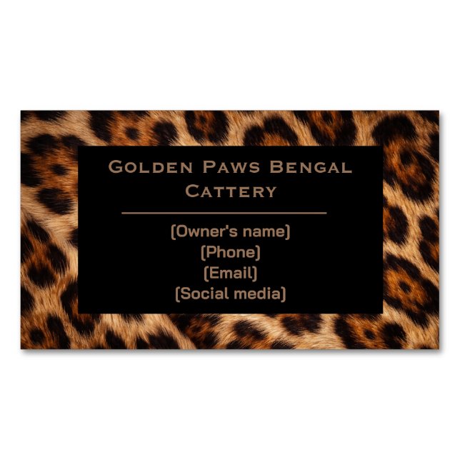 Custom Bengal Cattery Magnetic Business Card  Magnetiska Visitkort (Framsida)