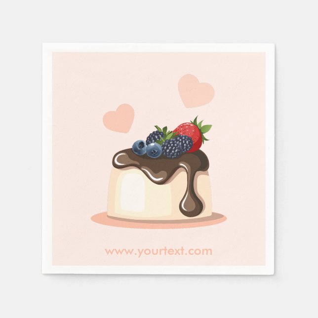 Custom Berry Dessert Illustration Paper Napkin Pappersservett (Framsidan)