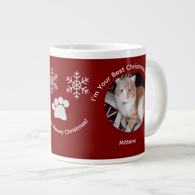 Custom Best Christmas Gift Cat Photo Specialty Mug Jumbo Mugg (Framsida höger)