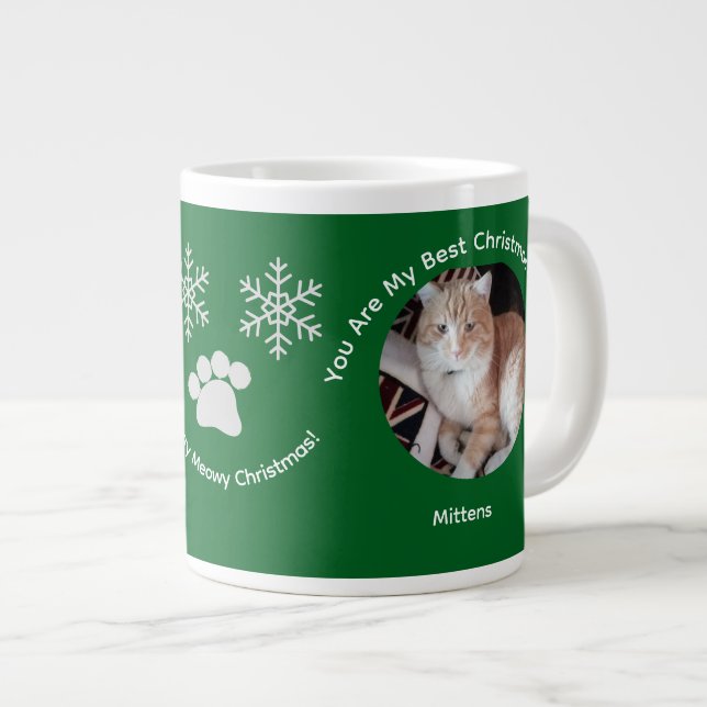Custom Best Christmas Gift Cat Photo Specialty Mug Jumbo Mugg (Framsida höger)