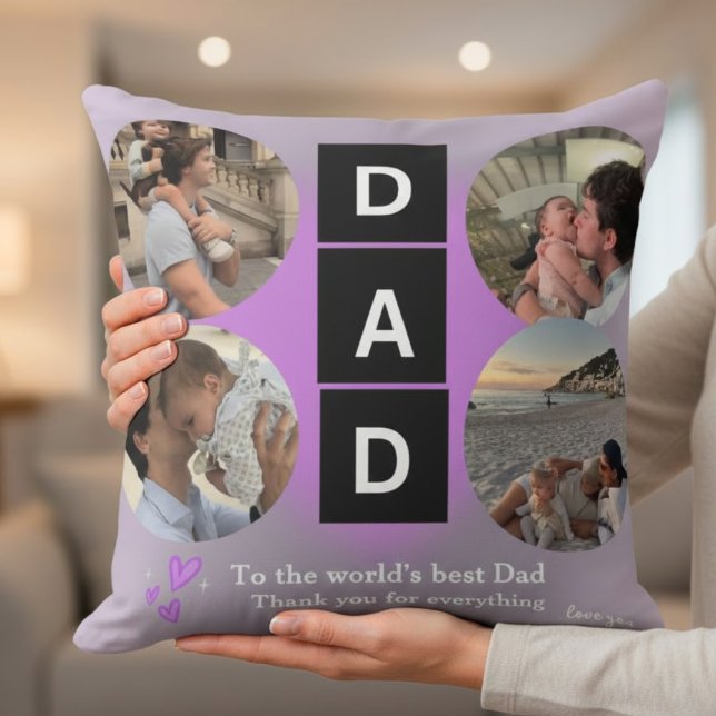 Custom "Best Dad" Photo Collage Personalized Gift  Kudde (Skapare uppladdad)