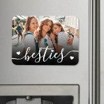 Custom Best Friends Photo Magnet<br><div class="desc">Personalized Photo Magnet. Create a custom keepsake with this personalized magnet featuring your favorite photo. “Besties” appears across the bottom in flowing script, accented by small heart details, with a subtle black gradient behind the text to make it pop. This clean, simple design is perfect for displaying memories of best...</div>