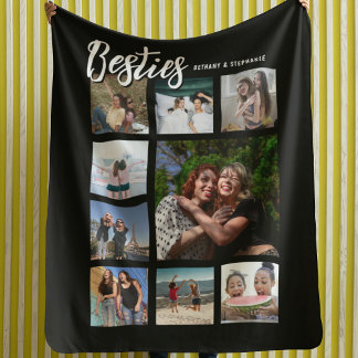 Custom Besties Photo Collage Fleecefilt