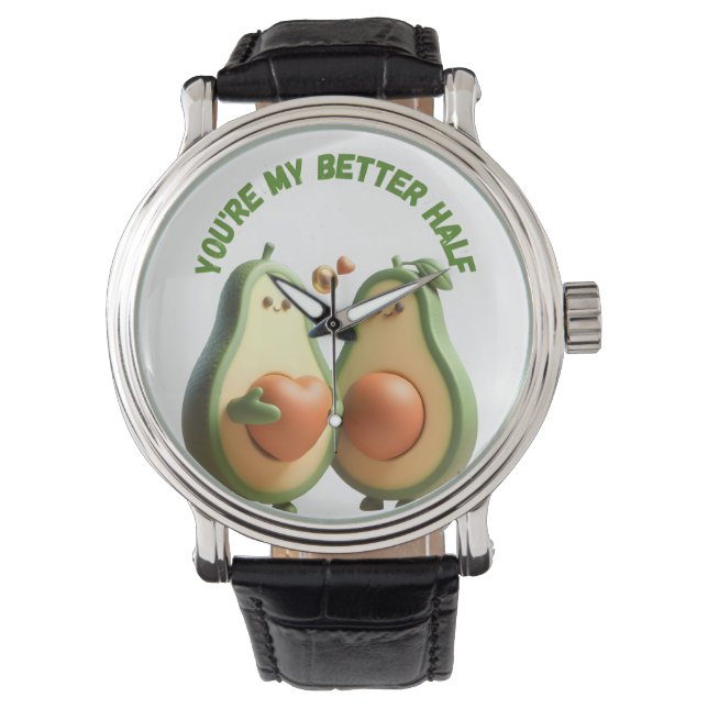 Custom Better Half Avocado Propose Day Gift Armbandsur (Framsida)