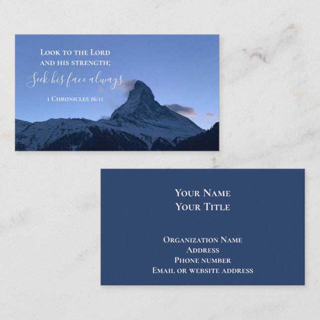 Custom Bible Verse Swiss Alps Photo Template Visitkort (Fram/baksida)