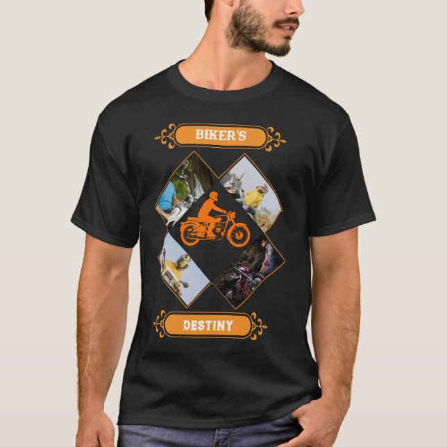 Custom Biker Photo Collage T Shirt (Framsida)
