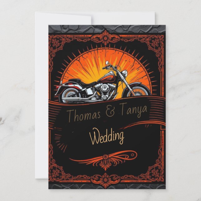 Custom Biker Wedding Invitation Inbjudningar (Framsida)